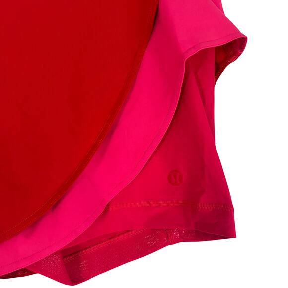 Lululemon Asymmetrical Layered High-Rise Tennis Skirt Red Pink Golf Pickleball - Picture 5 of 8